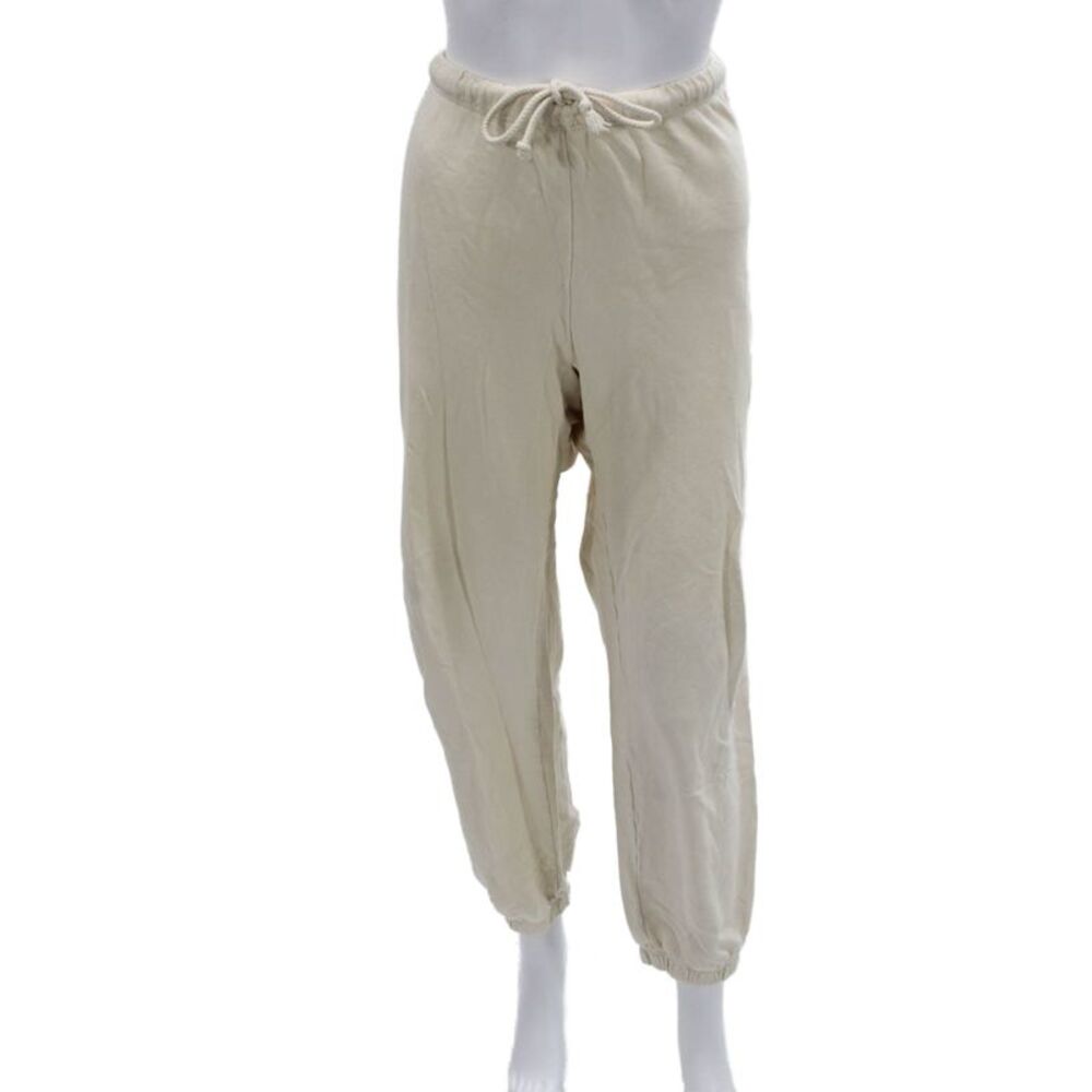 Revel New York Unisex Jogger Sweatpants Beige 100% Cotton Drawstring Size M